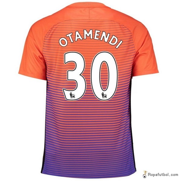 Camiseta Manchester City Replica Tercera Ropa Otamendi 2016/17 Naranja